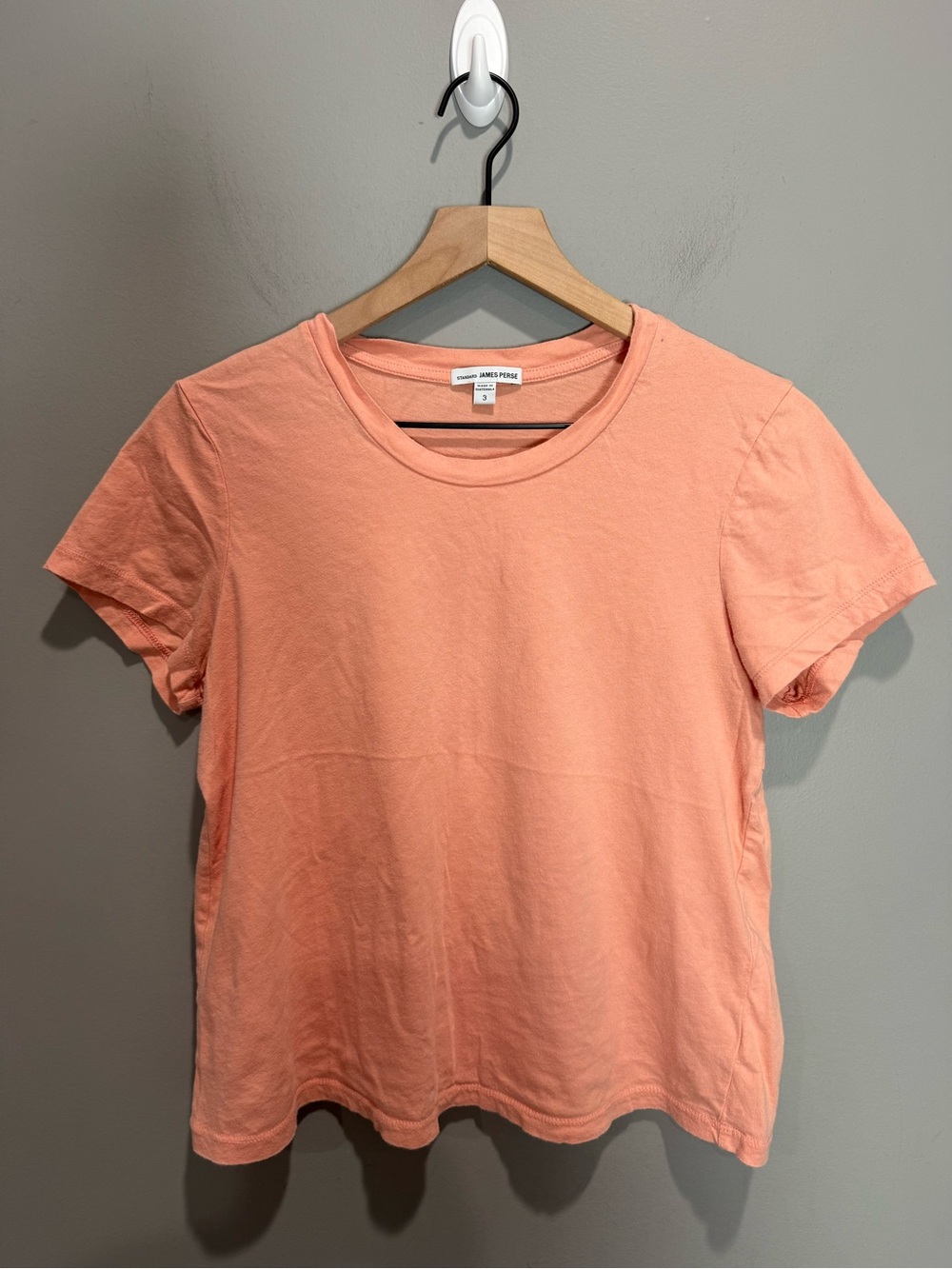 James Perse Standard Tee Womens L Size 3 Coral Peach Short Sleeve T Shirt
